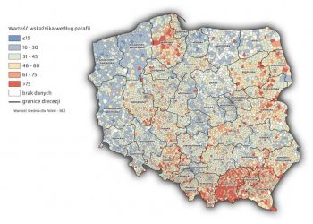 Odsetek wiernych uczestniczących w mszach świętych w Polsce
